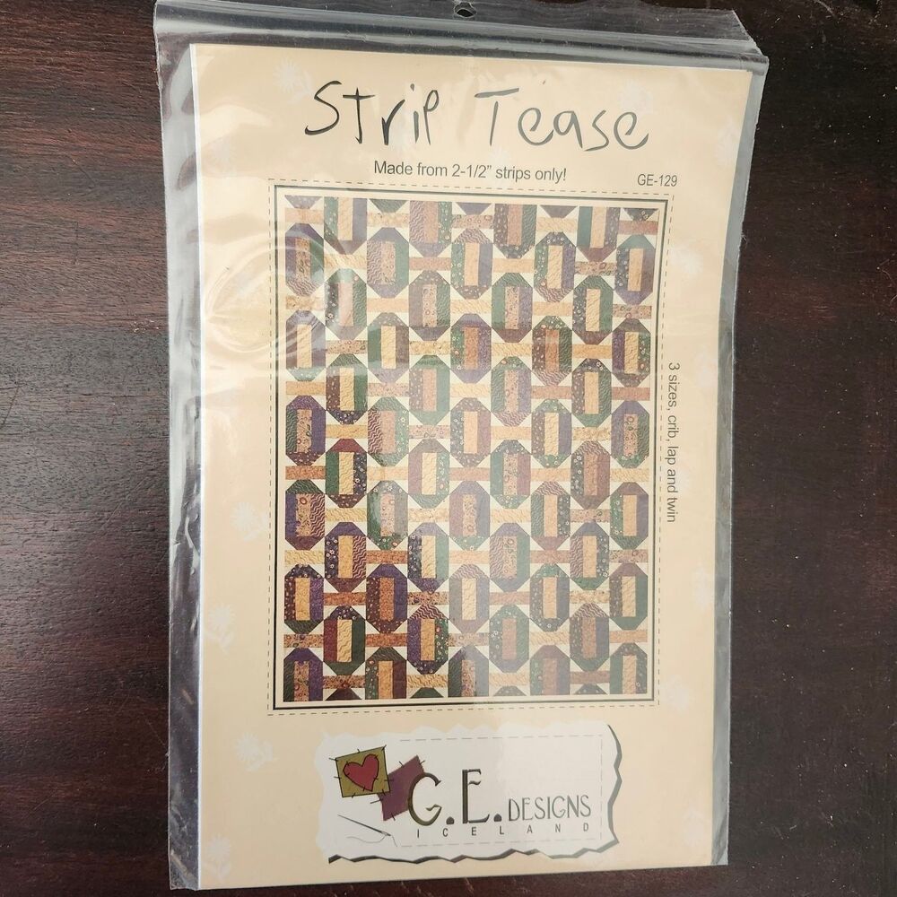 G.E. Designs GE-129 Strip Tease Quilt Pattern Crib Lap Twin Jelly Roll